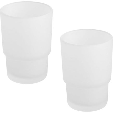 2PCS Gobelets Brosse à Dents en Verre Dépoli, Pot Brosse à Dent Antidérapant et Hygiénique, Mouthwash Cup, Toothbrush Cup pour Salle de Bain, Maison et Hôtel (1/5)