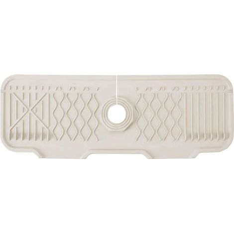 Silikon-Wasserhahnmatte, Spritzschutz für Spülbeckenarmatur, Tropfschale für Hebelarmaturen, Spülbeckenmatte für Küchen- und Badezimmerarbeitsplatten (weiß, 43 cm) (1/5)