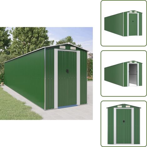 Capanno per attrezzi da giardino - vidaXL Capanno da Giardino Verde 192x855x223 cm Acciaio Zincato - Capanno per mobili da giardino