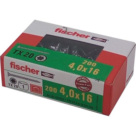 200x fischer Spanplattenschraube 4,0x16 TX20 Holzschrauben verzinkt Vollgewinde