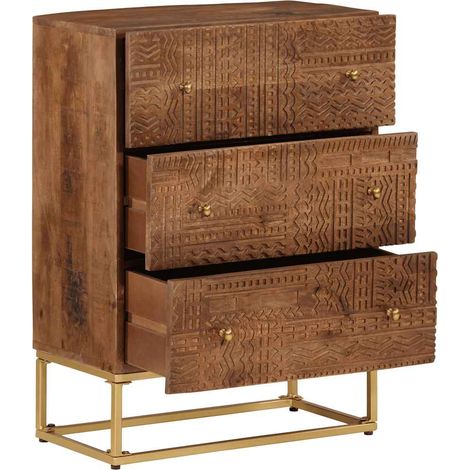 Maison Exclusive - Cassettiera 55x30x76 cm in Legno Massello di Mango e Ferro (1/5)