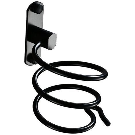 1PCS black Hair dryer holder for wall mounting with drilling - For hotel, bathroom, toilet, barbershop Aluminum, matte finish (1/5)