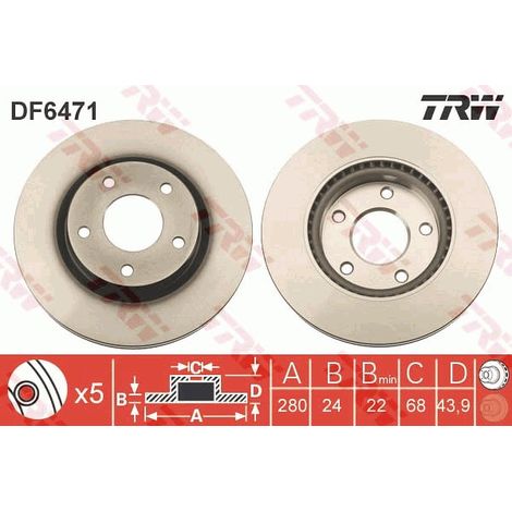DISQUE DE FREIN AVANT DF6471 TRW (1/2)