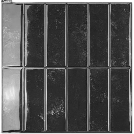 Adesivi Parete Piastrelle Vinile 10 Pezzi 30,5x30,5 cm Nere (1/5)