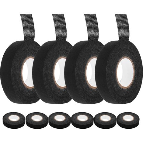 Ruban adhésif en tissu noir 10 pièces 19mm x 15m pour faisceau de câbles automobile, isolation électrique ignifuge et protection contre le bruit (1/5)