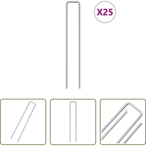 Erdhaken - Bodenanker 25 Stk. U-Form 20x3,5 cm Verzinkter Stahl (1/5)