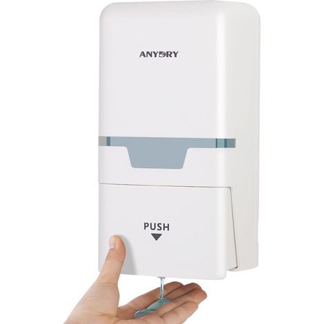 Distributeur de Savon Manuel sous Pression Mural, Capacité 800ml avec fenêtre de contrôle visuel, Idéal pour Les Maisons et Les Entreprises, 1009 Blanc (1/5)