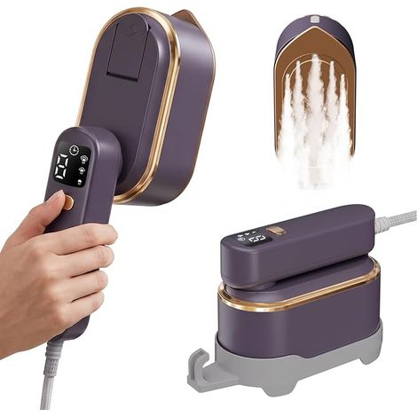 2 in 1 Portable Garment Steamer, 1200W Travel Iron with 6 Modes, 160ML Water Tank and LED Display, 15S Quick Heating Hand Steamer for Home Travel (1/5)