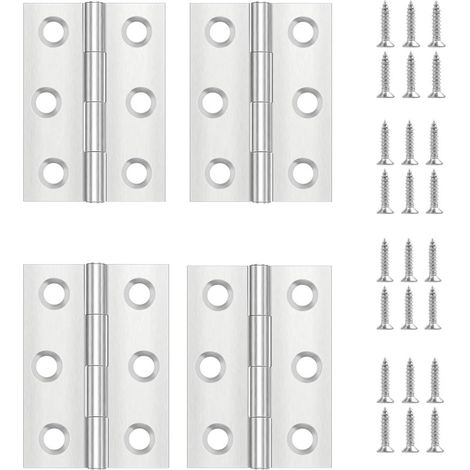 4 Pièces Charniere Porte,Charniere Inox,Charnière Invisible,Charnière plate,Porte Placard/Petites Portes/Tiroirs/Fenêtres/Pianos/Coffret à Bijoux Armoires de Quincaillerie de Meubles de Maison (1/5)