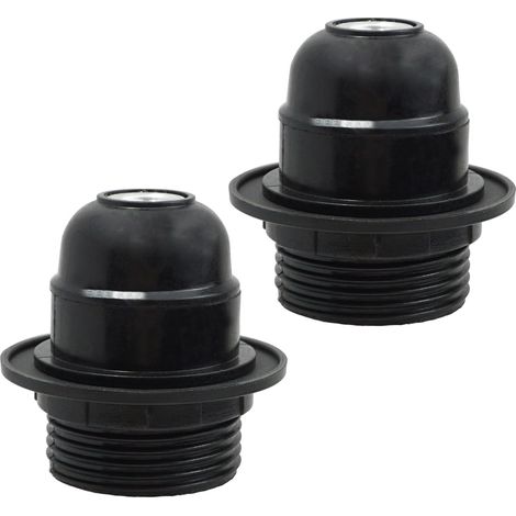 Lot de 2 supports de lampe à vis Edison E27 douille E27 en bakélite noire avec anneau d abat jour et entrée filetée de 10 mm pour luminaires de 40 g (1/4)