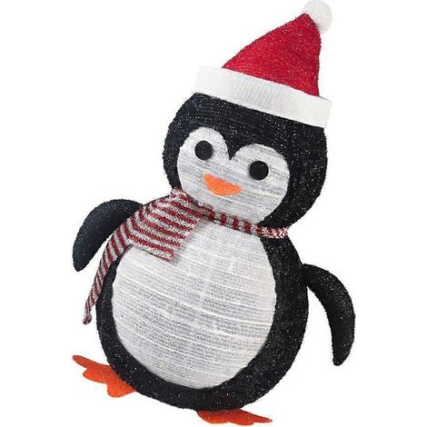 Pingouin lumineux décoratif pliable, lanterne LED à éclairage, décoration de jardin pour fêtes, ornement de Noël extérieur. (1/4)