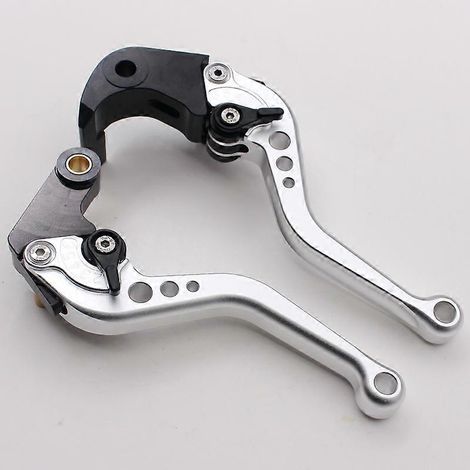 Levier de frein/klaxon réglable en alliage d'aluminium modifié pour moto S1000RR 2015-2020 (poignée courte argentée) (1/5)