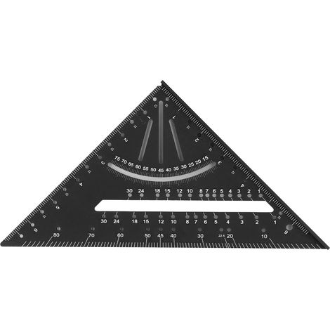 Escuadra de carpintero de ángulo recto de 7 pulgadas, transportador, aleación de aluminio, herramienta de medición y marcado multiángulo, color negro. (1/5)