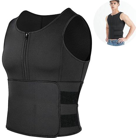Herren-Neopren-Sauna-Taillenformer-Weste mit Reißverschluss, Leinenkorsett-Weste – XL – Taillenverengung, Schwarz (1/5)