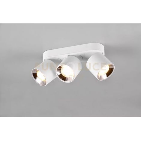 GUAYANA BARRA 3 SPOTS ORIENTABILI ANCHE DA INCASSO METALLO BIANCO L. 27,3CM ATTACCO GU10
