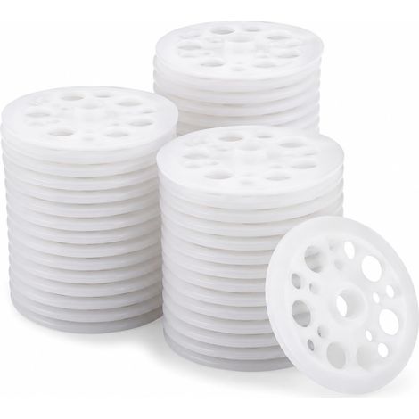 Rondelle Plastique-100 Pcs 46mm Rondelles Plates en Plastique, Rondelles en Polypropylène pour la Fixation et le Support des Panneaux Isolants en Mousse (1/5)