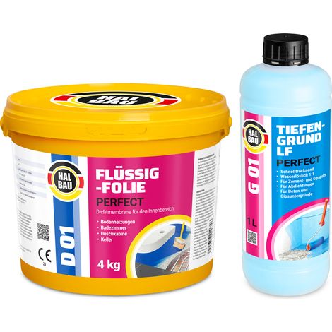 HALBAU Dichtset für Duschabdichtung Bad Abdichtung Dichtband Flüssigfolie 4kg H06 (1/5)
