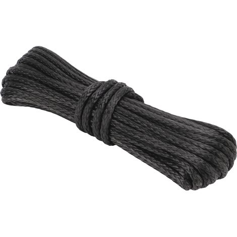 Corde de treuil de remorque en nylon noir de 15 m/50 pi résistante à l'abrasion, adaptée aux VUS, camions, VTT et UTV. (1/5)