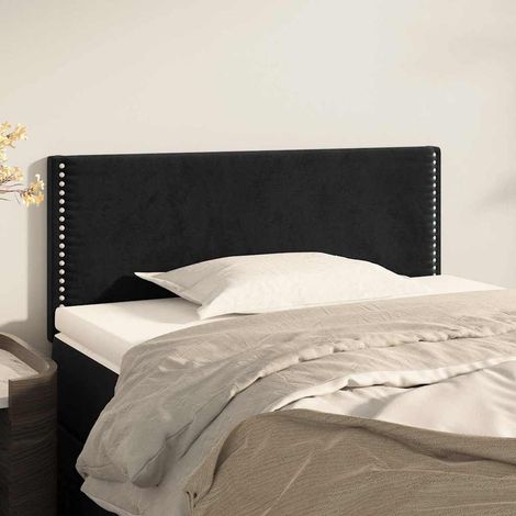Tête de lit rembourrée en velours noir, hauteur réglable, pieds en bois, 100 x 5 x 78/88 cm - PANGIVO (1/5)