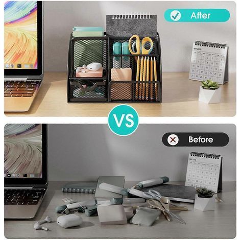 Organiseur de bureau, porte-stylos et organiseur à 6 compartiments (1/5)