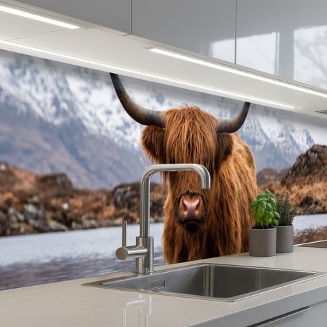 REVETEMENT MURAL DE CUISINE, CRÉDENCE DE CUISINE Highlander écossais - Marron - Eau 300x60 cm (1/5)