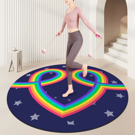 HSS-Tapis de gym à domicile, tapis absorbant les chocs et le bruit pour salles de sport,convient pour la corde à sauter et les exercices cardio - rond de 100 cm de diamètre-140x140cm