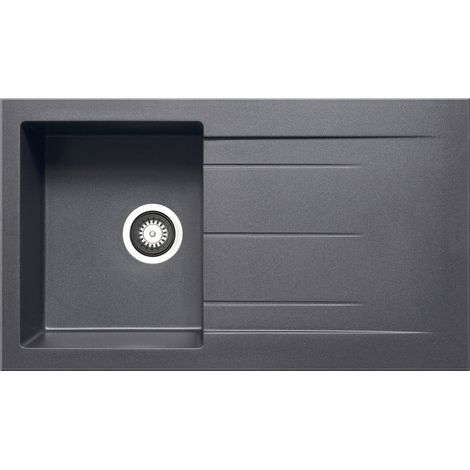 Prima+ Granite Compact 1 Bowl Inset Kitchen Sink 860mm L x 500mm W - Gun Metal (1/2)