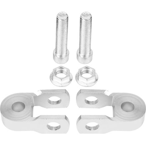 Universal rear shock absorber for motorcycle, 2 pieces, height extender, silver with screws (1/5)