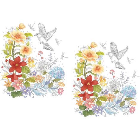 Set mit 2 abnehmbaren, rückstandsfrei rückstandsfreien Blumenaufklebern zur Dekoration von Toilette/Badezimmer