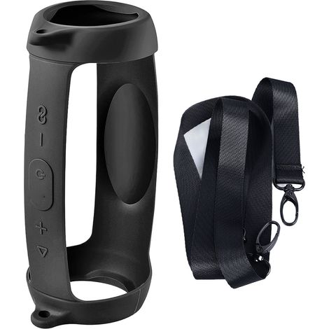 Étui de protection en silicone pour Charge 5, découpe précise, dragonne ajustable et mousqueton inclus, noir. (1/5)