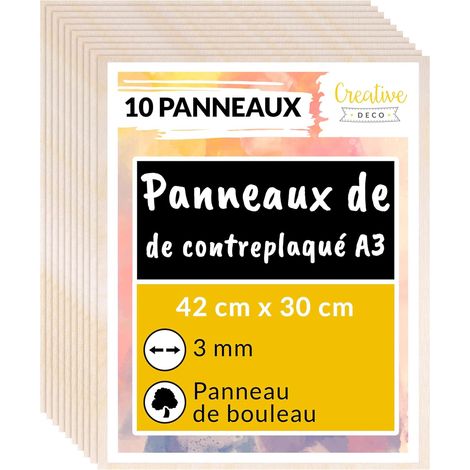 10 x Panneaux Contreplaqué Bouleau A3 - 420 x 300 x 3mm