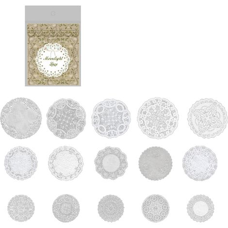 30 stickers dentelle adhésifs en PET transparent, collection dentelle, autocollants déco DIY pour agenda, scrapbooking, album photos, modèle 2 (1/5)