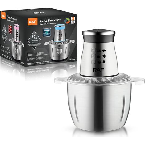 Hachoir à viande électrique en acier inoxydable pour usage domestique, multifonctionnel, conforme aux normes européennes et américaines RAF, 3 l (1/5)