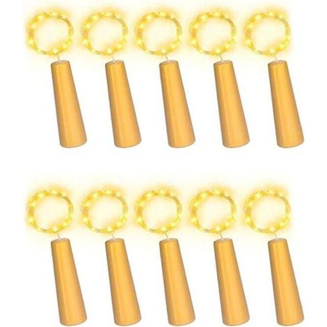 10 Pieces Wine Bottle Cork Lights 20 LED String Lights for DIY Party Wedding Christmas Festival Bar Decoration (1/4)