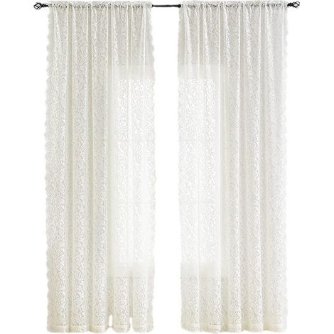 Cortina de encaje floral bordada de 2 piezas, moderna, decorativa para sala de estar y dormitorio, 200 cm de alto x 140 cm de ancho. (1/5)