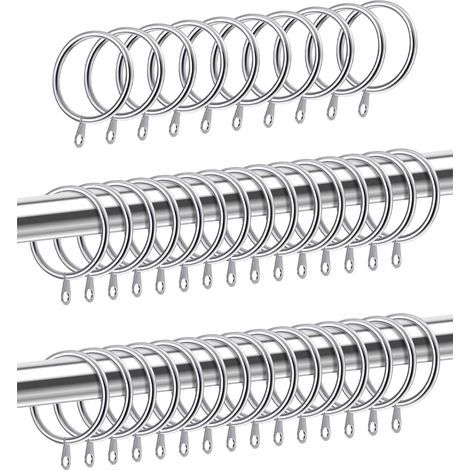 40er-Pack Metallringe zum Aufhängen von Gardinenstangen und -stangen, 30 mm Innendurchmesser, silberfarben, für Gardinenstangen, Gardinenzubehör (1/5)