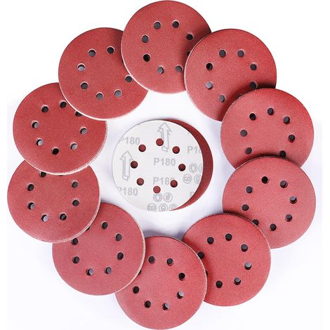 40 Pièces Rond Disques Abrasifs à Grain 180, 125 mm Disque de Ponçage à 8 Trous de Différentes Tailles Papier Poncer pour Ponceuse Excentrique (1/5)