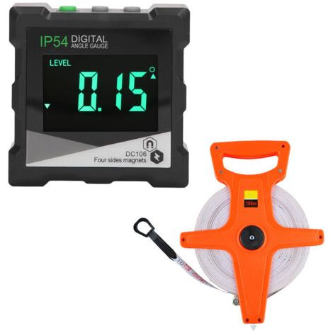 Digitaler Winkelmesser (4 x 90 Grad), elektronische Wasserwaage, hintergrundbeleuchtetes LCD-Display, IP54-zertifizierter digitaler Neigungsmesser und 100 m langes Faltmaßband (1/5)