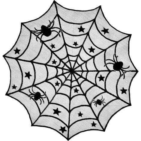 2-teilige Halloween-Dekoration: Tischdecke aus Spitze, schwarze Spinnennetz-Tischdecke, Halloween-Dekoration für Zuhause, Dekoration für Zuhause, Spinnennetz-Halloween (1/4)
