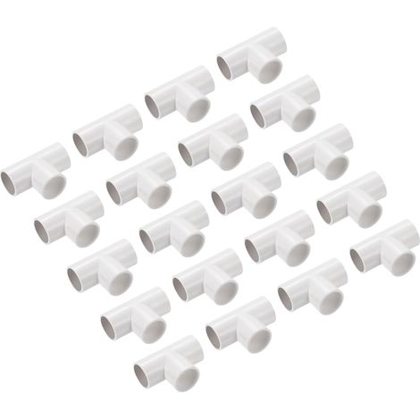 Raccord en T pour Conduit en PVC, Connecteur de Couplage de Tuyau Blanc 16 mm 3 Voies pour Conduits Électriques de Jardin, Lot de 30 (1/5)