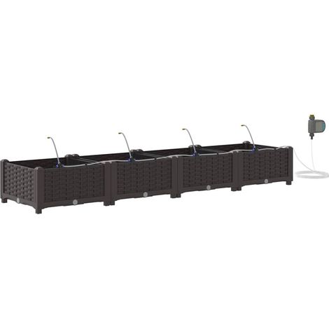 Maison Exclusive - Vaso da giardino 4 pcs Marrone 160 x 40 x 22 cm Plastica