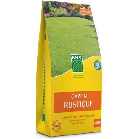 Gazon - BHS - Gazon Rustique 20kg, pour jardins traditionnels et tous types de sols. Dense, esthétique, rapide et durable.