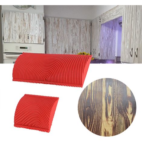 Ensemble de 2 pinceaux en caoutchouc dentelés à effet bois pour peinture murale DIY (1/5)