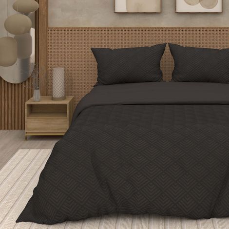 Parure Housse de Couette 3D Microfibre 260x240 cm Noir (1/2)
