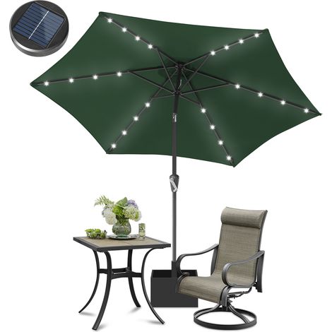 Jiubiaz Sonnenschirm 2,7 m mit LED-Beleuchtung – Balkonschirm für Garten & Terrasse, grün