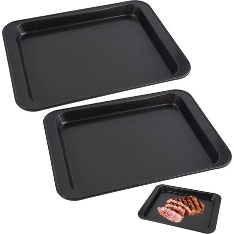2 Pcs Plaque À Pâtisserie métal au Carbone Antiadhésif Plat 24x18x2 cm Plaque Four foncé Leche Frite (1/5)