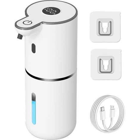 Distributeur De Savon Liquide Automatique - Capteur Infrarouge - Rechargeable USB-C - Réglage 6 Niveaux - Montage Mural - Blanc - 1 Pièce (1/5)