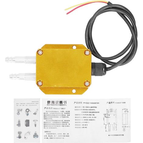 Winddrucktransmitter, gelber Mikro-Differenzdrucksensor, DC 24 V, 4–20 mA, 0–300 Pa
