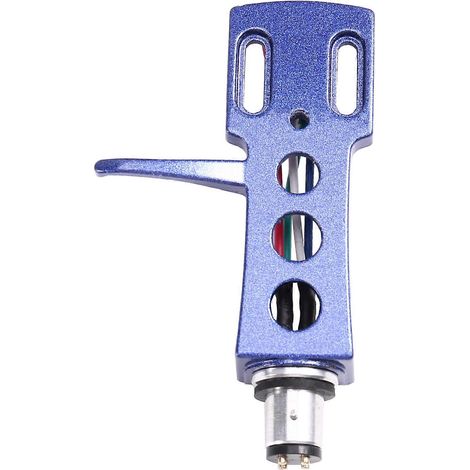 Boîtier de cellule universel HiFi DJ LP pour platine vinyle, en alliage d'aluminium chromé, connecteur 4 broches, câble inclus, bleu. (1/5)