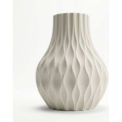 Vaso moderno bianco ondulato per fiori decorativi in stile contemporaneo (1/3)